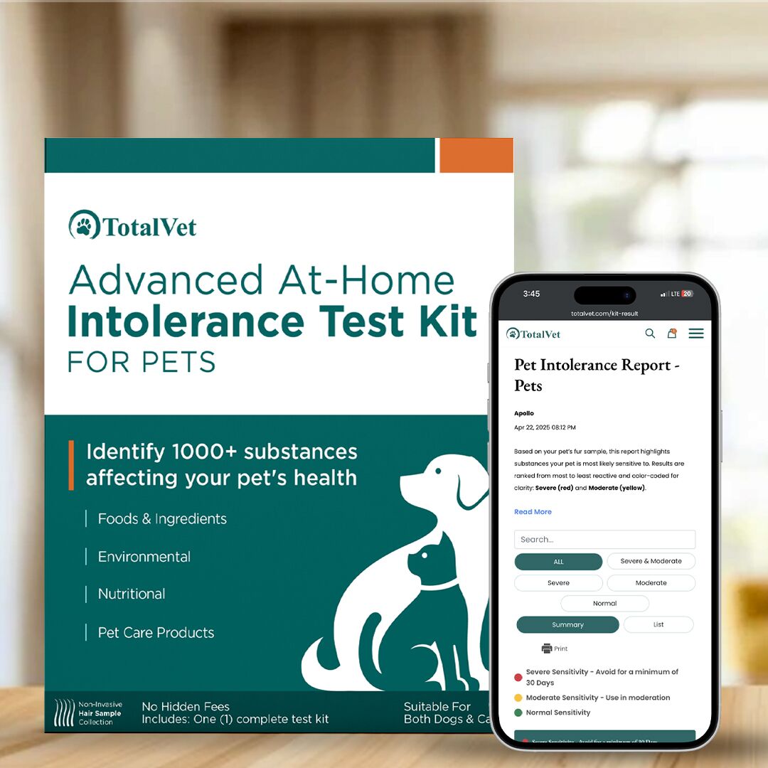 pet allergy test report UI TotalVet mobile report interface example